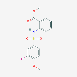 molecular formula C15H14FNO5S B5423553 methyl 2-{[(3-fluoro-4-methoxyphenyl)sulfonyl]amino}benzoate 