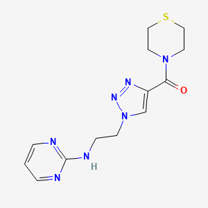 molecular formula C13H17N7OS B5423555 N-{2-[4-(thiomorpholin-4-ylcarbonyl)-1H-1,2,3-triazol-1-yl]ethyl}pyrimidin-2-amine 