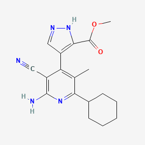 molecular formula C18H21N5O2 B5423791 methyl 4-(2-amino-3-cyano-6-cyclohexyl-5-methylpyridin-4-yl)-1H-pyrazole-3-carboxylate 