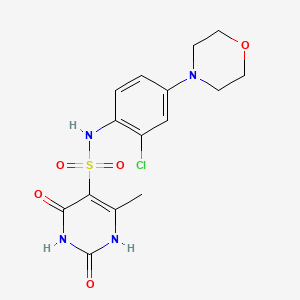 molecular formula C15H17ClN4O5S B5423799 N-[2-CHLORO-4-(4-MORPHOLINYL)PHENYL]-6-METHYL-2,4-DIOXO-1,2,3,4-TETRAHYDRO-5-PYRIMIDINESULFONAMIDE 