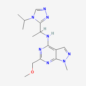 molecular formula C15H22N8O B5423836 N-[1-(4-isopropyl-4H-1,2,4-triazol-3-yl)ethyl]-6-(methoxymethyl)-1-methyl-1H-pyrazolo[3,4-d]pyrimidin-4-amine 