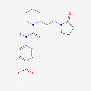 molecular formula C20H27N3O4 B5423841 methyl 4-[({2-[2-(2-oxo-1-pyrrolidinyl)ethyl]-1-piperidinyl}carbonyl)amino]benzoate 
