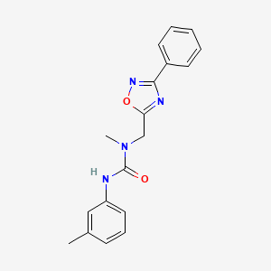 molecular formula C18H18N4O2 B5423976 N-methyl-N'-(3-methylphenyl)-N-[(3-phenyl-1,2,4-oxadiazol-5-yl)methyl]urea 