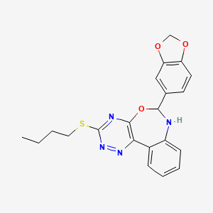 molecular formula C21H20N4O3S B5423983 6-(1,3-Benzodioxol-5-YL)-3-(butylsulfanyl)-6,7-dihydro[1,2,4]triazino[5,6-D][3,1]benzoxazepine 
