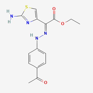 molecular formula C15H16N4O3S B5424050 ethyl [(4-acetylphenyl)hydrazono](2-amino-1,3-thiazol-4-yl)acetate 