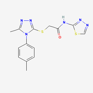 molecular formula C14H14N6OS2 B5424056 2-{[5-methyl-4-(4-methylphenyl)-4H-1,2,4-triazol-3-yl]sulfanyl}-N-(1,3,4-thiadiazol-2-yl)acetamide 