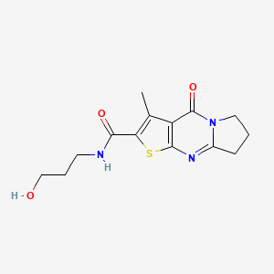 molecular formula C14H17N3O3S B5424282 N-(3-hydroxypropyl)-3-methyl-4-oxo-4,6,7,8-tetrahydropyrrolo[1,2-a]thieno[2,3-d]pyrimidine-2-carboxamide 