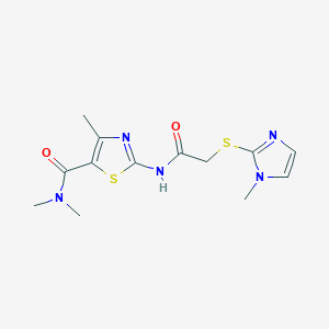 molecular formula C13H17N5O2S2 B5424336 NN4-TRIMETHYL-2-{2-[(1-METHYL-1H-IMIDAZOL-2-YL)SULFANYL]ACETAMIDO}-13-THIAZOLE-5-CARBOXAMIDE 