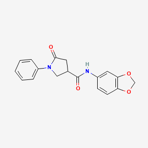 molecular formula C18H16N2O4 B5424346 N-(2H-1,3-BENZODIOXOL-5-YL)-5-OXO-1-PHENYLPYRROLIDINE-3-CARBOXAMIDE 