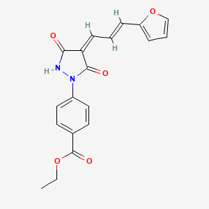 molecular formula C19H16N2O5 B5424370 Ethyl 4-[(4Z)-4-[(2E)-3-(furan-2-YL)prop-2-EN-1-ylidene]-3,5-dioxopyrazolidin-1-YL]benzoate 