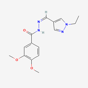 molecular formula C15H18N4O3 B5424516 N'-[(1-ethyl-1H-pyrazol-4-yl)methylene]-3,4-dimethoxybenzohydrazide 