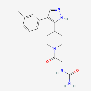 molecular formula C18H23N5O2 B5424734 N-(2-{4-[4-(3-methylphenyl)-1H-pyrazol-5-yl]piperidin-1-yl}-2-oxoethyl)urea 