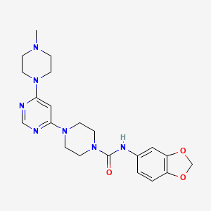 molecular formula C21H27N7O3 B5424753 N-1,3-benzodioxol-5-yl-4-[6-(4-methyl-1-piperazinyl)-4-pyrimidinyl]-1-piperazinecarboxamide 
