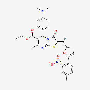 molecular formula C30H28N4O6S B5424848 Ethyl (2Z)-5-[4-(dimethylamino)phenyl]-7-methyl-2-{[5-(4-methyl-2-nitrophenyl)furan-2-YL]methylidene}-3-oxo-2H,3H,5H-[1,3]thiazolo[3,2-A]pyrimidine-6-carboxylate 