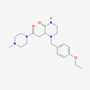 molecular formula C20H30N4O3 B5424932 4-(4-ethoxybenzyl)-3-[2-(4-methyl-1-piperazinyl)-2-oxoethyl]-2-piperazinone 