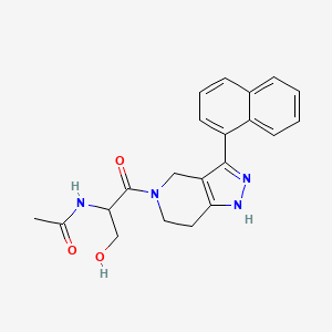 molecular formula C21H22N4O3 B5424949 N-[3-hydroxy-1-(3-naphthalen-1-yl-1,4,6,7-tetrahydropyrazolo[4,3-c]pyridin-5-yl)-1-oxopropan-2-yl]acetamide 