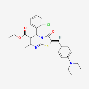 molecular formula C27H28ClN3O3S B5424966 ethyl 5-(2-chlorophenyl)-2-[4-(diethylamino)benzylidene]-7-methyl-3-oxo-2,3-dihydro-5H-[1,3]thiazolo[3,2-a]pyrimidine-6-carboxylate 