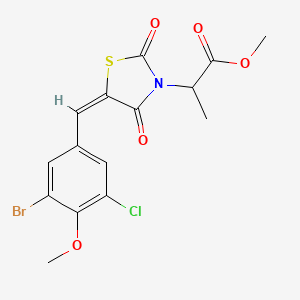 molecular formula C15H13BrClNO5S B5425014 methyl 2-[(5E)-5-(3-bromo-5-chloro-4-methoxybenzylidene)-2,4-dioxo-1,3-thiazolidin-3-yl]propanoate 