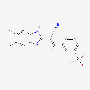 molecular formula C19H14F3N3 B5425060 (2E)-2-(5,6-dimethyl-1H-benzimidazol-2-yl)-3-[3-(trifluoromethyl)phenyl]prop-2-enenitrile 