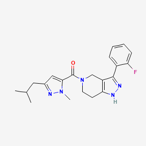 molecular formula C21H24FN5O B5425166 3-(2-fluorophenyl)-5-[(3-isobutyl-1-methyl-1H-pyrazol-5-yl)carbonyl]-4,5,6,7-tetrahydro-1H-pyrazolo[4,3-c]pyridine 