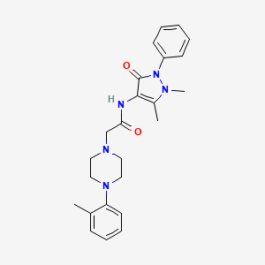 molecular formula C24H29N5O2 B5425186 N-(1,5-dimethyl-3-oxo-2-phenyl-2,3-dihydro-1H-pyrazol-4-yl)-2-[4-(2-methylphenyl)piperazin-1-yl]acetamide 