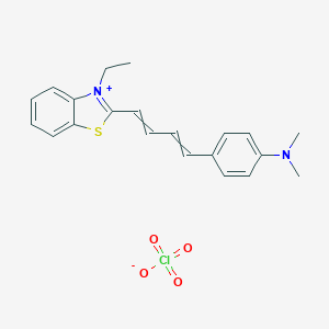 molecular formula C21H23ClN2O4S B054256 4-[4-(3-ethyl-1,3-benzothiazol-3-ium-2-yl)buta-1,3-dienyl]-N,N-dimethylaniline;perchlorate CAS No. 122168-67-6
