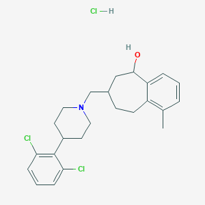molecular formula C24H30Cl3NO B542633 5H-Benzocyclohepten-5-ol, 7-[[4-(2,6-dichlorophenyl)-1-piperidinyl]methyl]-6,7,8,9-tetrahydro-1-methyl-, hydrochloride, (5R,7R)-rel-(9CI) CAS No. 371980-94-8