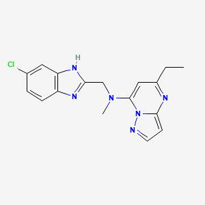 molecular formula C17H17ClN6 B5426972 N-[(5-chloro-1H-benzimidazol-2-yl)methyl]-5-ethyl-N-methylpyrazolo[1,5-a]pyrimidin-7-amine 