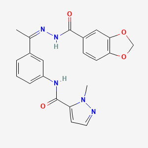 molecular formula C21H19N5O4 B5427000 N-{3-[N-(1,3-benzodioxol-5-ylcarbonyl)ethanehydrazonoyl]phenyl}-1-methyl-1H-pyrazole-5-carboxamide 