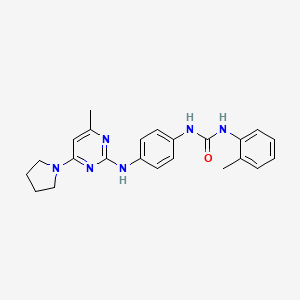 molecular formula C23H26N6O B5427078 N-(2-methylphenyl)-N'-(4-{[4-methyl-6-(1-pyrrolidinyl)-2-pyrimidinyl]amino}phenyl)urea 