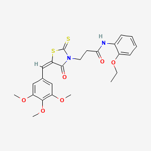 molecular formula C24H26N2O6S2 B5427375 N-(2-ethoxyphenyl)-3-[(5E)-4-oxo-2-thioxo-5-(3,4,5-trimethoxybenzylidene)-1,3-thiazolidin-3-yl]propanamide 