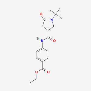 molecular formula C18H24N2O4 B5427425 Ethyl 4-{[(1-tert-butyl-5-oxopyrrolidin-3-yl)carbonyl]amino}benzoate 