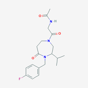 molecular formula C19H26FN3O3 B5427558 N-{2-[4-(4-fluorobenzyl)-3-isopropyl-5-oxo-1,4-diazepan-1-yl]-2-oxoethyl}acetamide 