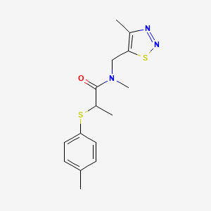 molecular formula C15H19N3OS2 B5428064 N-methyl-2-[(4-methylphenyl)thio]-N-[(4-methyl-1,2,3-thiadiazol-5-yl)methyl]propanamide 