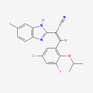 molecular formula C20H17I2N3O B5428082 (Z)-3-(3,5-diiodo-2-propan-2-yloxyphenyl)-2-(6-methyl-1H-benzimidazol-2-yl)prop-2-enenitrile 