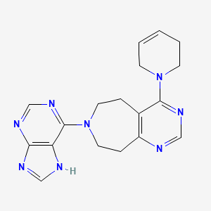 molecular formula C18H20N8 B5428255 4-(3,6-dihydropyridin-1(2H)-yl)-7-(9H-purin-6-yl)-6,7,8,9-tetrahydro-5H-pyrimido[4,5-d]azepine 