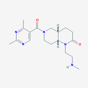 molecular formula C18H27N5O2 B5428257 rel-(4aS,8aR)-6-[(2,4-dimethyl-5-pyrimidinyl)carbonyl]-1-[2-(methylamino)ethyl]octahydro-1,6-naphthyridin-2(1H)-one hydrochloride 