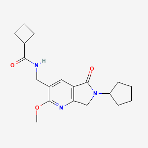 molecular formula C19H25N3O3 B5428579 N-[(6-cyclopentyl-2-methoxy-5-oxo-6,7-dihydro-5H-pyrrolo[3,4-b]pyridin-3-yl)methyl]cyclobutanecarboxamide 