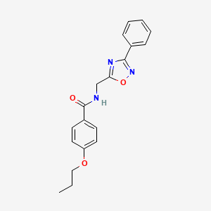 molecular formula C19H19N3O3 B5428596 N-[(3-phenyl-1,2,4-oxadiazol-5-yl)methyl]-4-propoxybenzamide 
