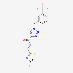molecular formula C16H14F3N5OS B5428597 N-[(4-methyl-1,3-thiazol-2-yl)methyl]-1-[[3-(trifluoromethyl)phenyl]methyl]triazole-4-carboxamide 