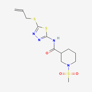 molecular formula C12H18N4O3S3 B5428634 N-[5-(allylthio)-1,3,4-thiadiazol-2-yl]-1-(methylsulfonyl)-3-piperidinecarboxamide 