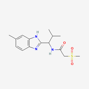 molecular formula C15H21N3O3S B5428678 N-[2-methyl-1-(5-methyl-1H-benzimidazol-2-yl)propyl]-2-(methylsulfonyl)acetamide 