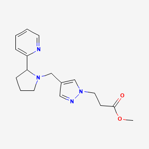 molecular formula C17H22N4O2 B5428729 methyl 3-(4-{[2-(2-pyridinyl)-1-pyrrolidinyl]methyl}-1H-pyrazol-1-yl)propanoate 