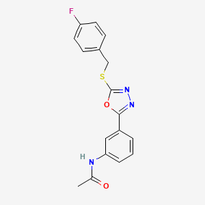 molecular formula C17H14FN3O2S B5428791 N-(3-{5-[(4-fluorobenzyl)sulfanyl]-1,3,4-oxadiazol-2-yl}phenyl)acetamide 