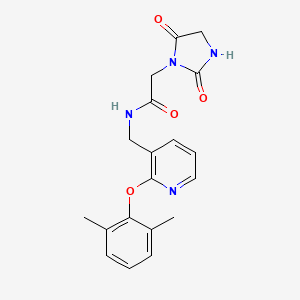 molecular formula C19H20N4O4 B5428985 N-{[2-(2,6-dimethylphenoxy)pyridin-3-yl]methyl}-2-(2,5-dioxoimidazolidin-1-yl)acetamide 