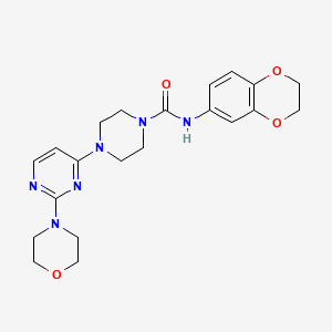 molecular formula C21H26N6O4 B5429071 N-(2,3-dihydro-1,4-benzodioxin-6-yl)-4-[2-(4-morpholinyl)-4-pyrimidinyl]-1-piperazinecarboxamide 