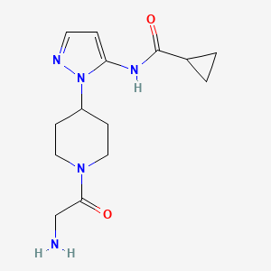molecular formula C14H21N5O2 B5429146 N-[1-(1-glycyl-4-piperidinyl)-1H-pyrazol-5-yl]cyclopropanecarboxamide hydrochloride 