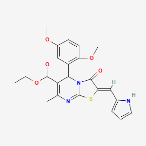 molecular formula C23H23N3O5S B5429184 ethyl 5-(2,5-dimethoxyphenyl)-7-methyl-3-oxo-2-(1H-pyrrol-2-ylmethylene)-2,3-dihydro-5H-[1,3]thiazolo[3,2-a]pyrimidine-6-carboxylate 