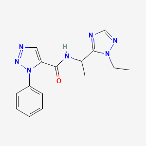 molecular formula C15H17N7O B5429388 N-[1-(1-ethyl-1H-1,2,4-triazol-5-yl)ethyl]-1-phenyl-1H-1,2,3-triazole-5-carboxamide 