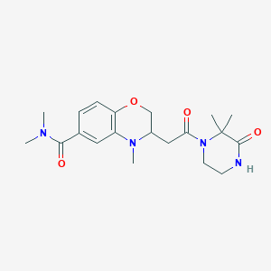 molecular formula C20H28N4O4 B5429593 3-[2-(2,2-dimethyl-3-oxopiperazin-1-yl)-2-oxoethyl]-N,N,4-trimethyl-3,4-dihydro-2H-1,4-benzoxazine-6-carboxamide 